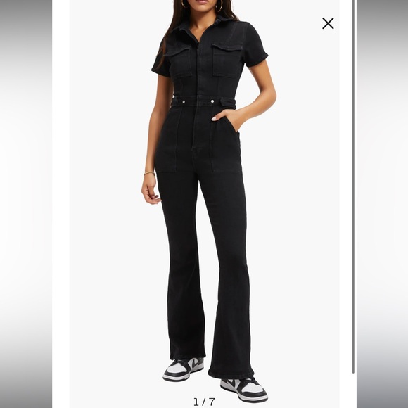 Good American Pants - Good American Black Short-Sleeve Utility Jumpsuit
